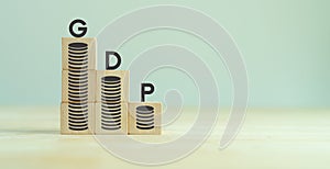 Nagative GDP, Gross domestic product in a recession.