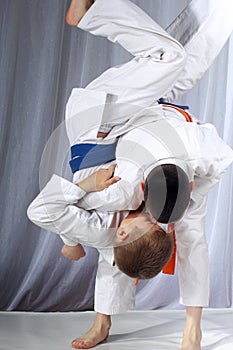 Nage-waza technique in performing by two athletes