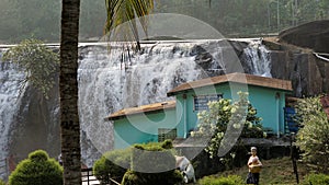 Nagercoil,Tamilnadu,India- December 12 2021: Tourists enjoying Thirparappu falls. A major tourist attraction place from