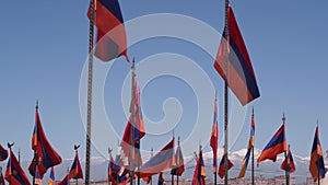 Nagorno-karabakh conflict, Azerbaijan war. Armenian flag on military cementary.