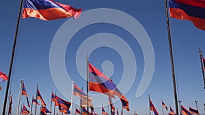 Nagorno-karabakh conflict, Azerbaijan war. Armenian flag on military cementary.