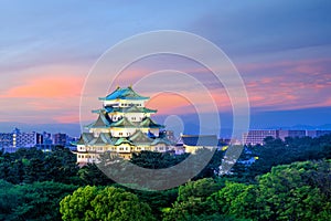 Nagoya castle and city skyline in Japan