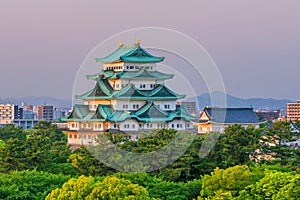 Nagoya castle and city skyline in Japan