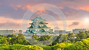 Nagoya castle and city skyline in Japan photo