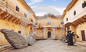 Nahargarh Fort building exterior medieval architecture view built in the year 1734 at Jaipur Rajasthan, India