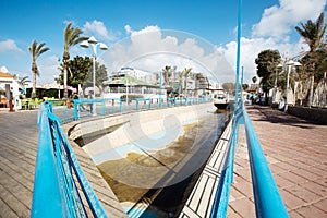 NAHARIYA, ISRAEL-MARCH 9, 2018: Place for walking on the Mediterranean coast in the town of Nahariya.