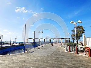 NAHARIYA, ISRAEL-MARCH 9, 2018: Place for walking on the Mediterranean coast in the town of Nahariya.