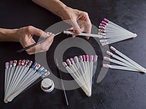 Nail art design. Create a drawing on the tips.