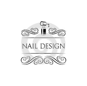 Nail art studio. Template for logo. Nail polish icon. Vector illustration.