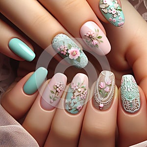 Nail art with Vintage Florals
