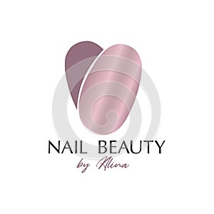 Nail beauty logo design, rose golden nails