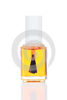 Nail and cuticle oil on white background. photo