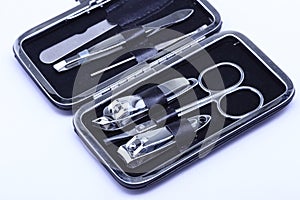 Nail Cutter, trimmer, pincers in travel kit box. Concept small