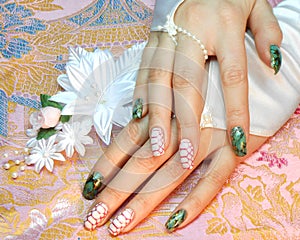 Nail design: green Python