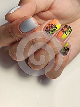 Nail Polish. Art Manicure. Colored Nail Polish. Beauty hands