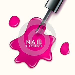 Nail polish beauty paint drop. Cosmetic bottle makeup polish nail or manicure design