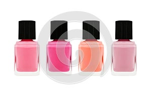 Nail polish bottle of different colors isolated on white backgr