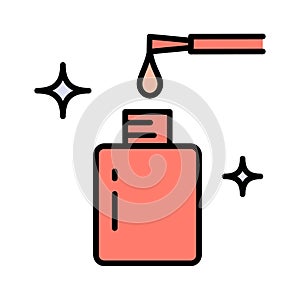 Nail polish bottle icon, color vector sign, simple style pictogram isolated on white. Nail varnish bottle symbol, logo