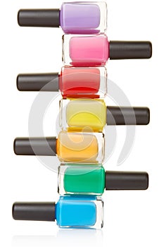 Nail polish bottles colorful stack