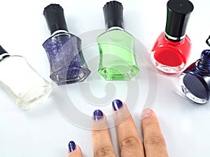 Nail polish colur white green red