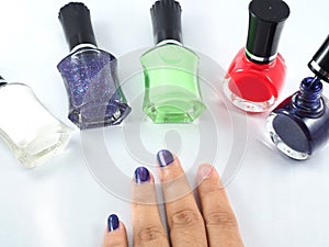 Nail polish colur white green red