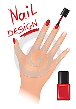 Nail polish design. Buity salon background.