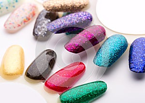 Nail polish in different fashion colors