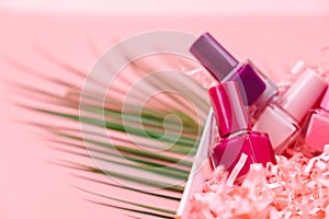 Nail polish isolated on pink background