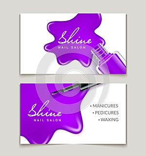 Nail polish makeup card template design. Manicure beauty business card background