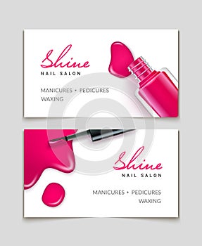 Nail polish makeup card template design. Manicure beauty business card background