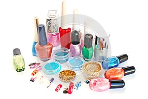 Nail polishes and glitters photo