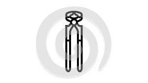 nail puller pliers line icon animation