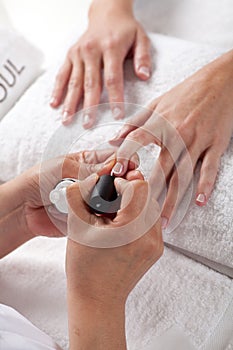 Nail salon. French manicure process