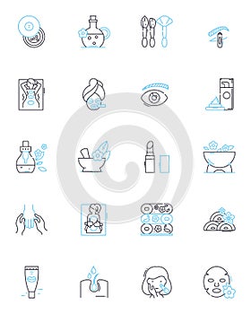 Nail salon linear icons set. Polish, Manicure, Pedicure, Cuticle, Acrylic, Gel, Art line vector and concept signs