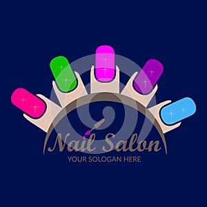 Nail salon logo design and Nail art vector photo