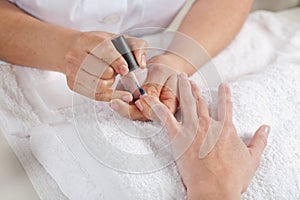 Nail salon. Manicure process.