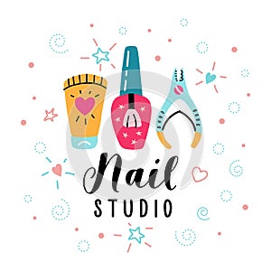 Nail salon manicure studio logo sign polish