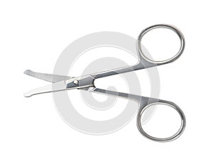 Nail scissors with blunt tip on a white background. Isolated