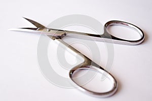 Nail scissors. Scissors for a maneur. Little scissors. Rounded blades scissors. Sharp scissors