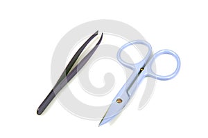 Nail scissors and tweezers
