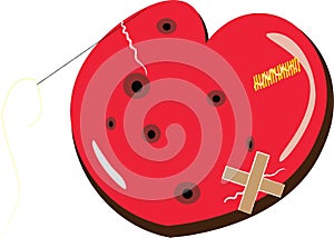 Red heart with crack