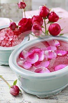 Nail spa enriching treatment with essential oils and rose petals