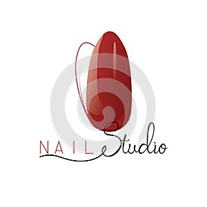 Nail studio logo design with red nail polish