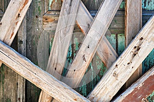 A nailed shut or barred wooden door