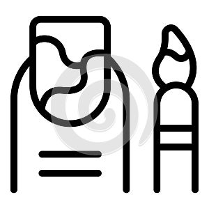 Nails art brush icon outline vector. Fingernails painting tool