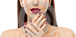 Nails Lips Woman Beauty, Model Face Makeup, Red Lipstick Make Up