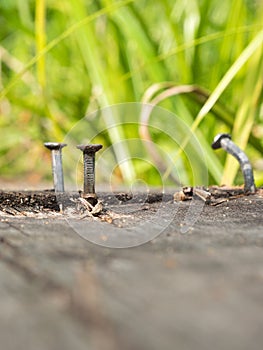 Nails on old duckboard