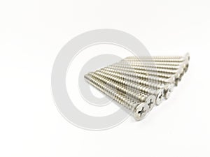 Nails on white background, Equipment technician,Close up thread