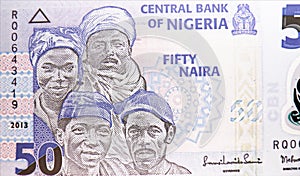 50 Naira banknote. Bank of Nigeria. National currency. Fragment: Nigerians, varied citizenry photo