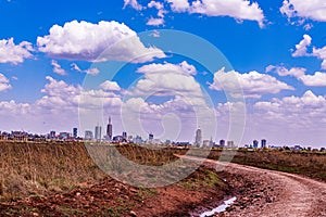 Nairobi City County Kenyas Capital Skyline Cityscapes Skyscrapers Modern Tall Tower Buildings In Nairobi National Park Kenya